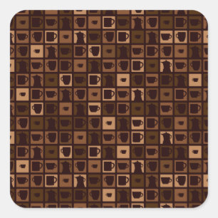 Funky coffee mosaic quadratischer aufkleber