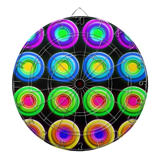 Funky Colorful 3D Circles Dartscheibe (vorne)