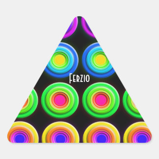 Funky Colorful 3D Circles Dreieckiger Aufkleber
