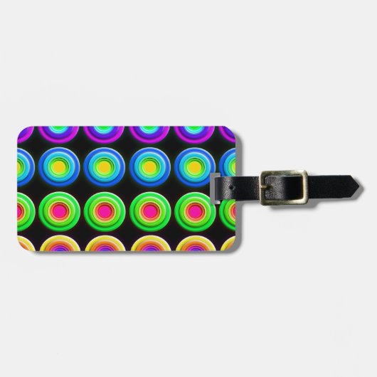 Funky Colorful 3D Circles Gepäckanhänger (Vorderseite horizontal)