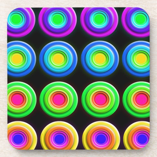 Funky Colorful 3D Circles Getränkeuntersetzer (Vorderseite)
