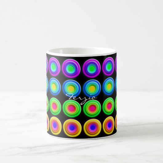Funky Colorful 3D Circles Kaffeetasse (Mittel)