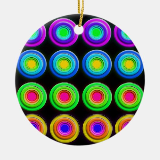 Funky Colorful 3D Circles Keramik Ornament (Vorne)
