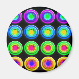 Funky Colorful 3D Circles Magnet