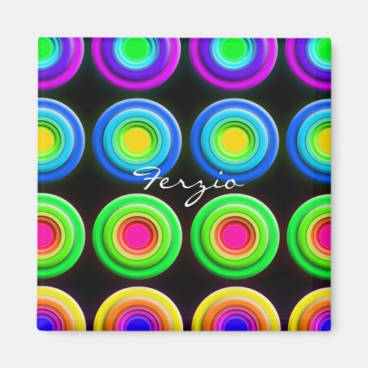Funky Colorful 3D Circles Magnet (Vorne)
