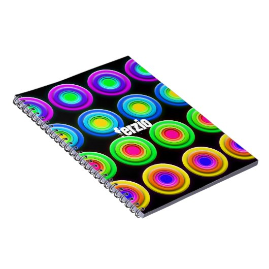 Funky Colorful 3D Circles Notizblock (Rechte Seite)
