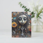 Funky Colorful Assemblage Mixed Media Collage Postkarte (Stehend Vorderseite)