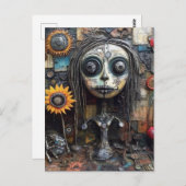 Funky Colorful Assemblage Mixed Media Collage Postkarte (Vorne/Hinten)