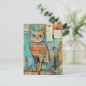 Funky Colorful Cat Collage Postkarte (Stehend Vorderseite)