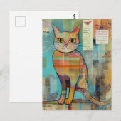 Funky Colorful Cat Collage Postkarte (Vorne/Hinten)
