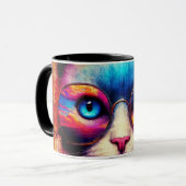 Funky Colorful Cat Illustration Mug Tasse (Vorderseite Links)