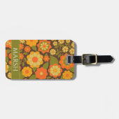 Funky Colorful Earthy Floral Pattern - Monogram Gepäckanhänger (Vorderseite horizontal)