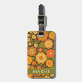 Funky Colorful Earthy Floral Pattern - Monogram Gepäckanhänger (Vorderseite vertikal)