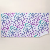 Funky Colorful Fern Pattern Beach Handtuch (Vorderseite)