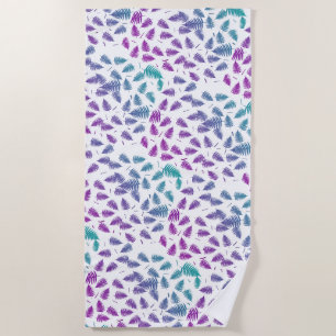 Funky Colorful Fern Pattern Beach Handtuch