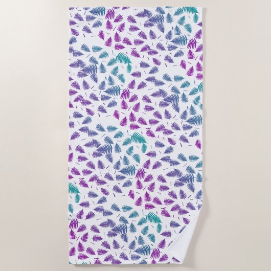 Funky Colorful Fern Pattern Beach Handtuch (Vorderseite)