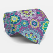 Funky Colorful Floral Pattern - Lila Krawatte (Gerollt)