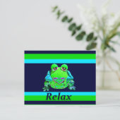 Funky Colorful Frosch RELAX Aquamarine Limone Mari Postkarte (Stehend Vorderseite)