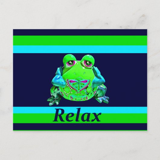 Funky Colorful Frosch RELAX Aquamarine Limone Mari Postkarte (Vorderseite)