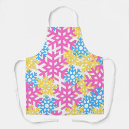 Funky Colorful Fun Snowflake Winter Themed Patches Schürze