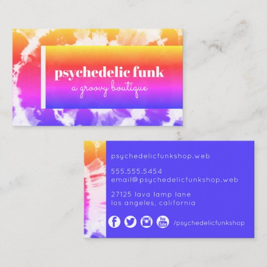 Funky Colorful Gefärbte Krawatte Business Card Visitenkarte (Vorne/Hinten)