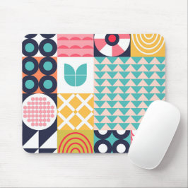 Funky colorful Geometric Mitte Century Mousepad