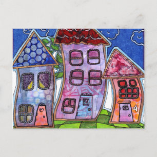 Funky Colorful Houses Postkarte