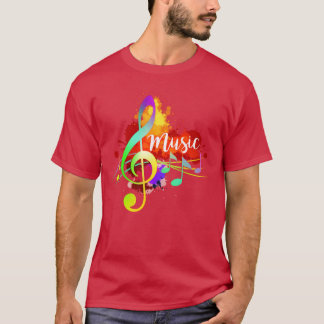 Funky Colorful Musicreble Clef Musica T-Shirt