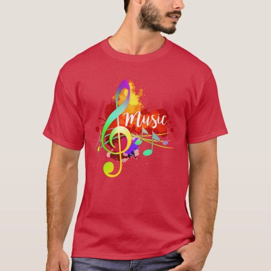 Funky Colorful Musicreble Clef Musica T-Shirt (Vorderseite)