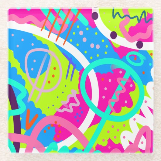 Funky Colorful Pop Art Glasuntersetzer (Vorderseite)