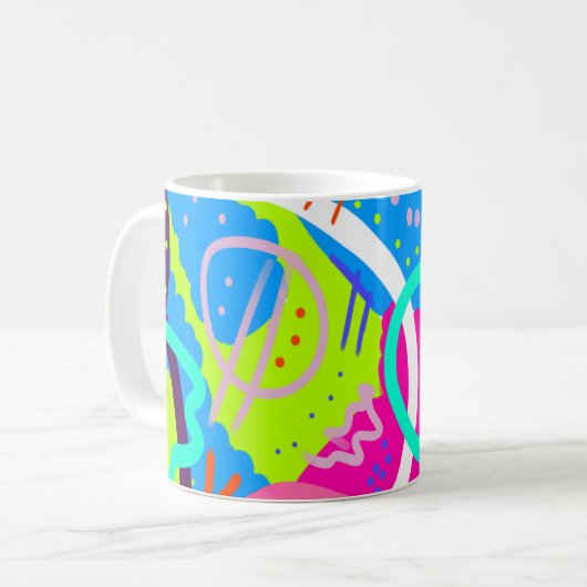 Funky Colorful Pop Art Kaffeetasse (Vorderseite Links)