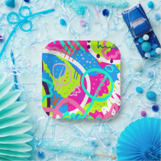 Funky Colorful Pop Art Pappteller (Party)