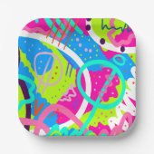 Funky Colorful Pop Art Pappteller (Vorderseite)