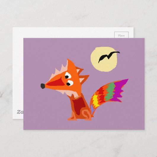 Funky Colorful Red Fox Art Design Postkarte (Vorne/Hinten)