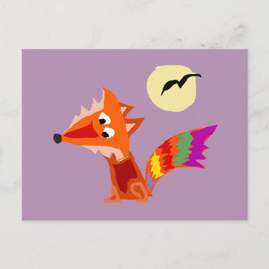Funky Colorful Red Fox Art Design Postkarte (Vorderseite)