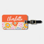 Funky Colorful Retro Monogram Gepäckanhänger (Vorderseite horizontal)