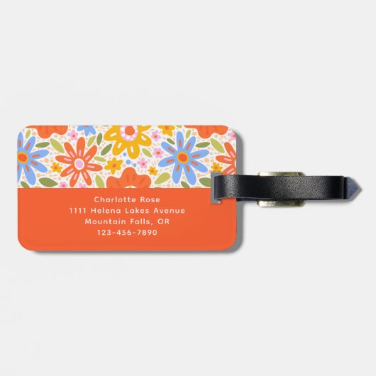 Funky Colorful Retro Monogram Gepäckanhänger (Rückseite horizontal)