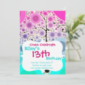 Funky Colorful Scroll Trecles Bubbles Pop Art Einladung (Stehend Vorderseite)