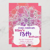 Funky Colorful Scroll Trecles Bubbles Pop Art Einladung (Vorne/Hinten)