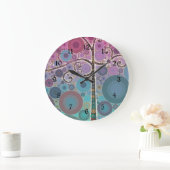 Funky Colorful Scroll Trecles Bubbles Pop Art Große Wanduhr (Zuhause)