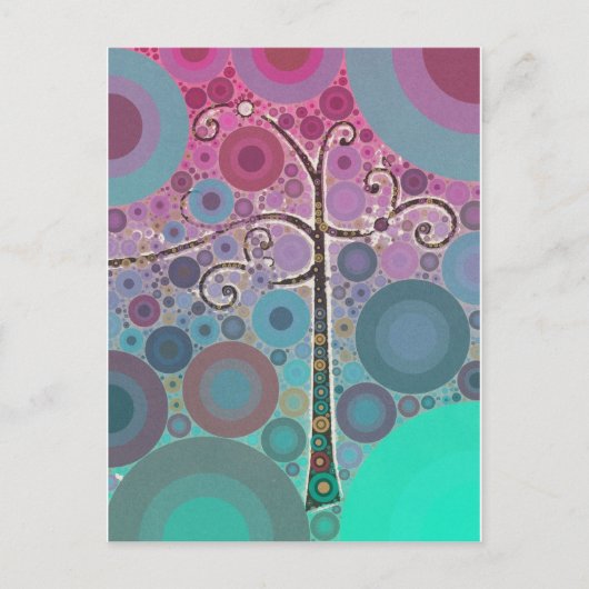 Funky Colorful Scroll Trecles Bubbles Pop Art Postkarte (Vorderseite)