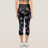 Funky Colorful Snowflakes Pattern Capri Leggings (Rückseite)