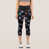Funky Colorful Snowflakes Pattern Capri Leggings (Vorderseite)