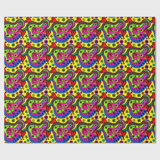 Funky Colorful Valentine Pattern Geschenkpapier (Flach)