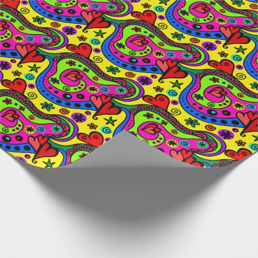 Funky Colorful Valentine Pattern Geschenkpapier (Ecke)