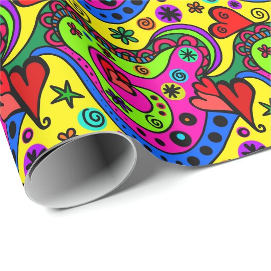 Funky Colorful Valentine Pattern Geschenkpapier (Rolleneckpunkt)