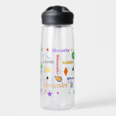 Funky Colorful Whimsy formt Personalisierter Name Trinkflasche (Vorne)