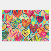 Funky Colors Heart Pattern Mix Geschenkpapier Set (Vorderseite)