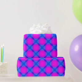 Funky Cool Bright Blue & Pink Squares Muster Geschenkpapier