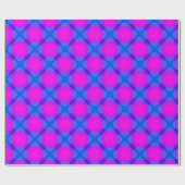 Funky Cool Bright Blue & Pink Squares Muster Geschenkpapier (Flach)
